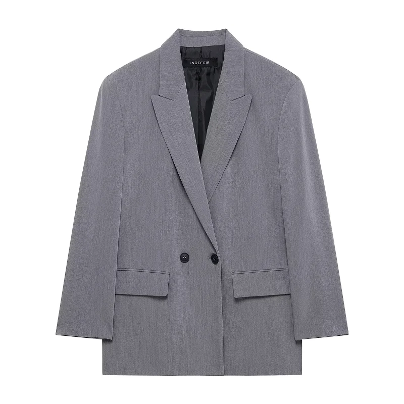 HXAO Women's Black Blazer New In Jackets Office Casual Long Blazer Woman Spring 2025 Long Sleeve Oversized Solid Blazer 088