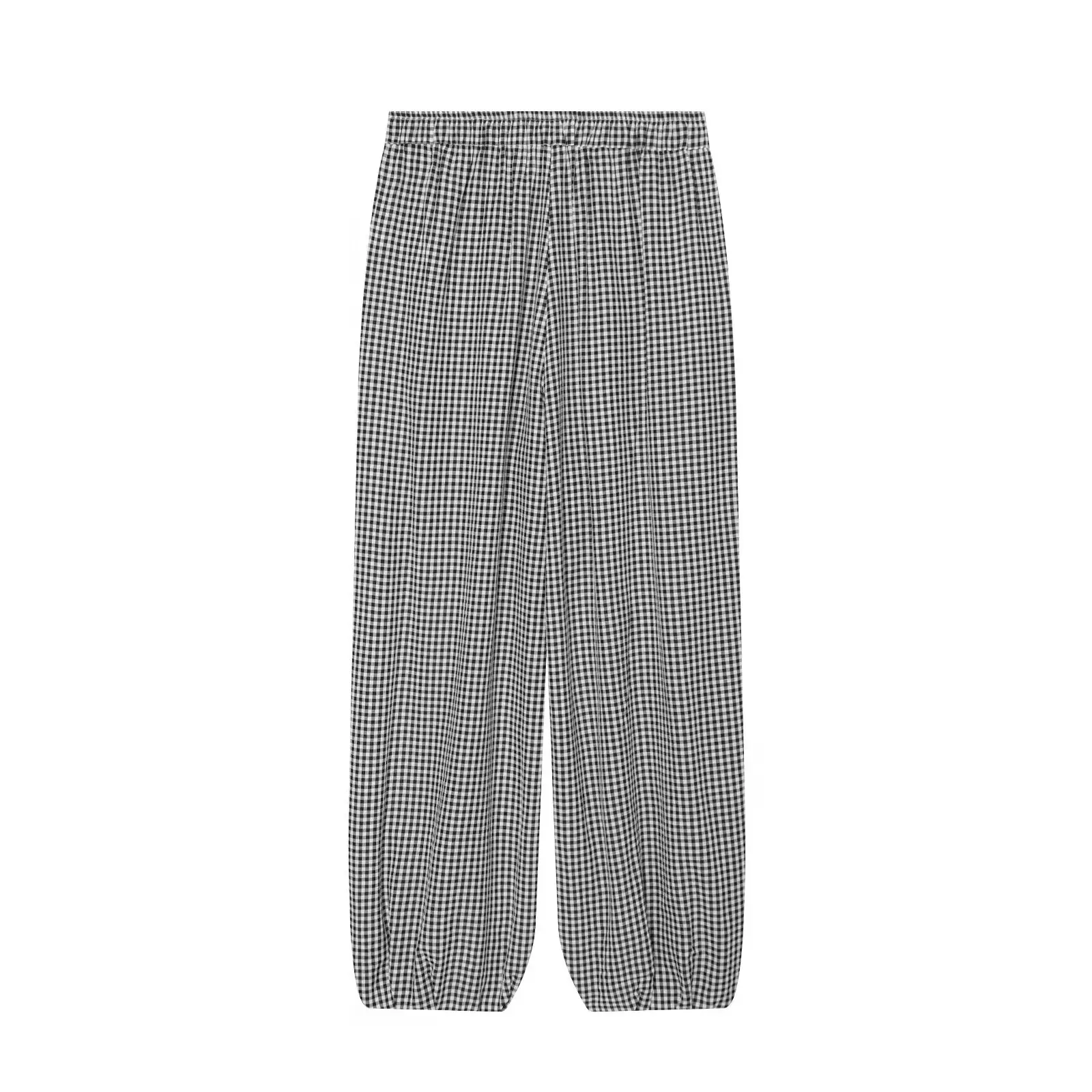 Women's Long Pants 2026 Summer New Style Red Plaid Drawstring Lantern Pants Long Pants Beach Vacation Casual Fashion