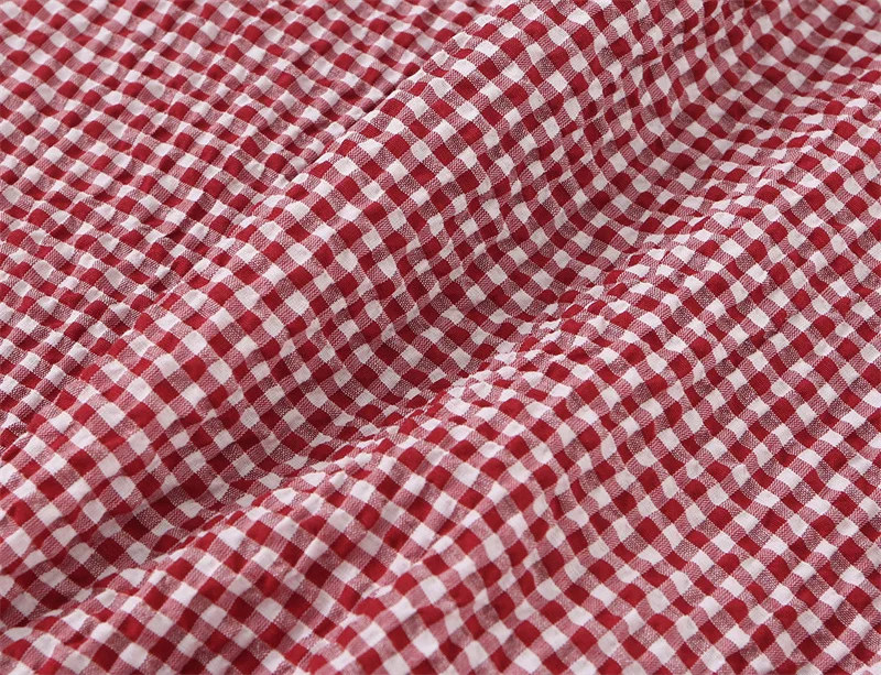 Women's Long Pants 2026 Summer New Style Red Plaid Drawstring Lantern Pants Long Pants Beach Vacation Casual Fashion