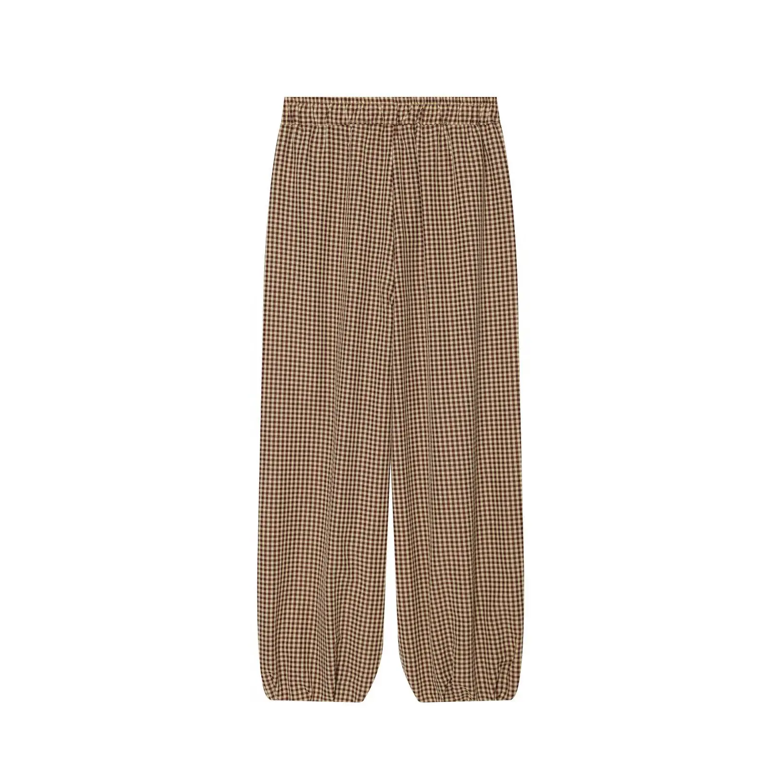 Women's Long Pants 2026 Summer New Style Red Plaid Drawstring Lantern Pants Long Pants Beach Vacation Casual Fashion