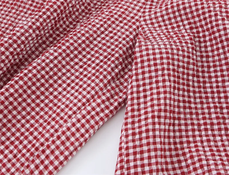 Women's Long Pants 2026 Summer New Style Red Plaid Drawstring Lantern Pants Long Pants Beach Vacation Casual Fashion