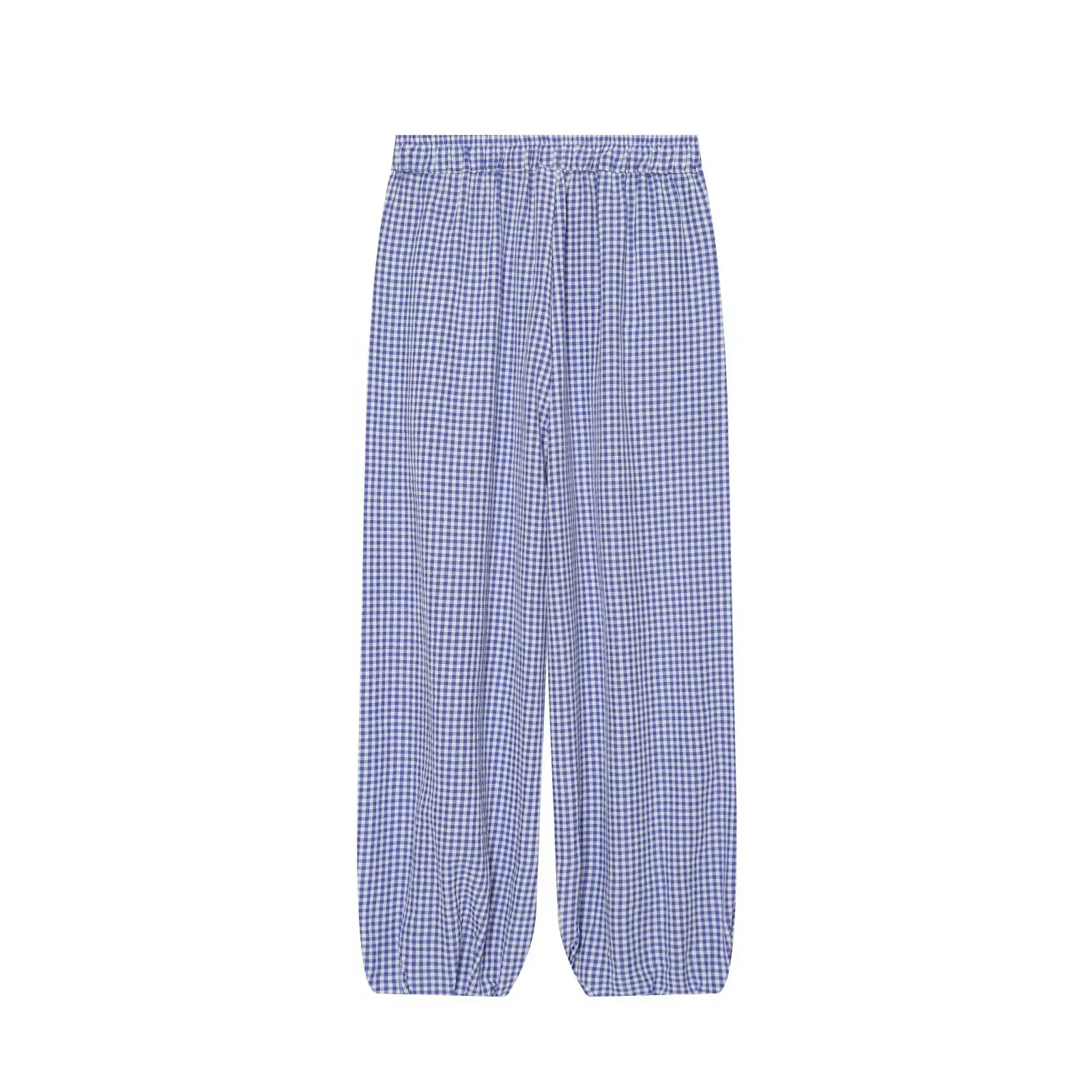 Women's Long Pants 2026 Summer New Style Red Plaid Drawstring Lantern Pants Long Pants Beach Vacation Casual Fashion
