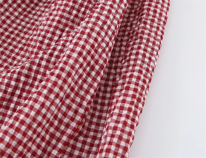 Women's Long Pants 2026 Summer New Style Red Plaid Drawstring Lantern Pants Long Pants Beach Vacation Casual Fashion