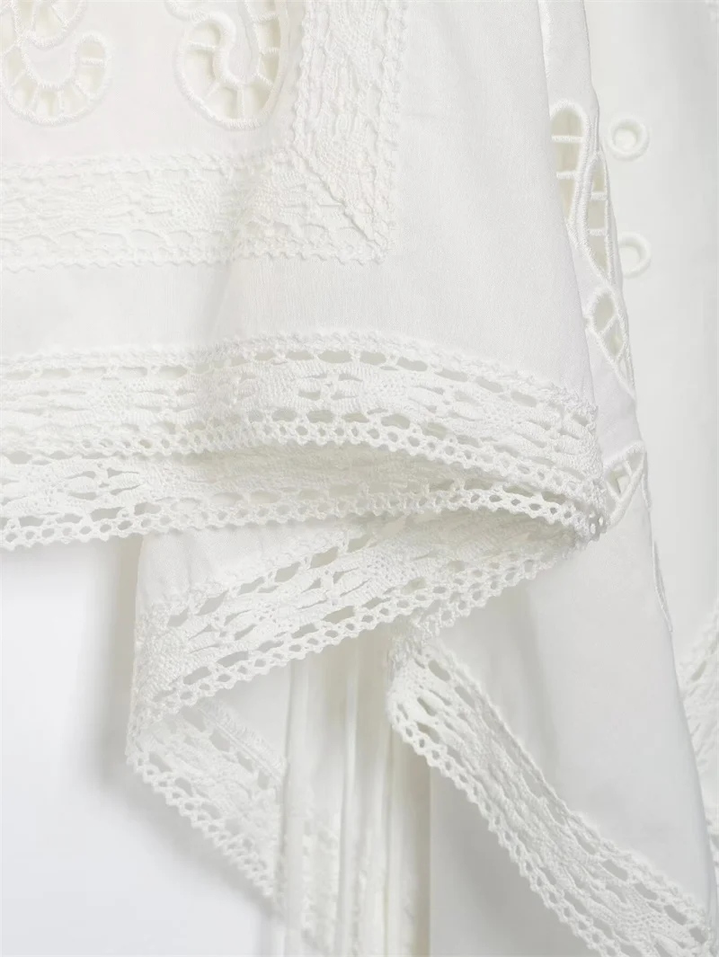 Guobioziy 2026 Women's Summer New Top White Strap Hollow Out Embroidered Asymmetric Top Beach Vacation Stylish