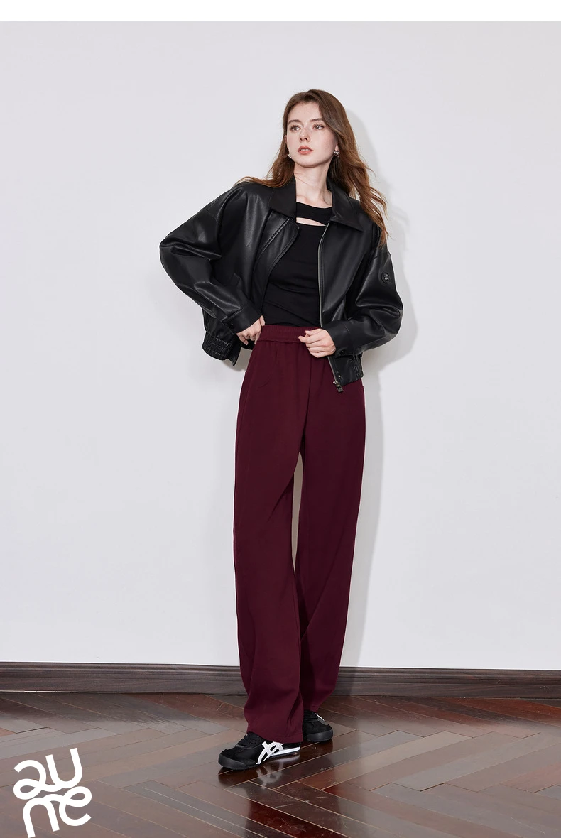 TOYOUTH Women Fleece Casual Sweatpants 2024 Autumn and Winter New Elastic Waist Ankela Red Thicking Warm Banana Long Pants
