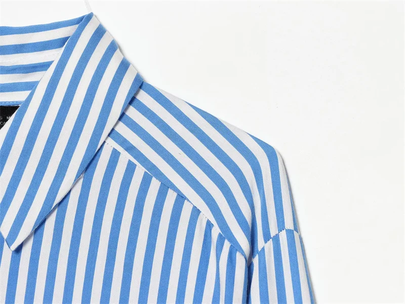 Women's Shirt 2026 Summer New Fashion Bow-tie Striped Shirt Jacket for Women Elegance Chic New Daily Ladies Shirt