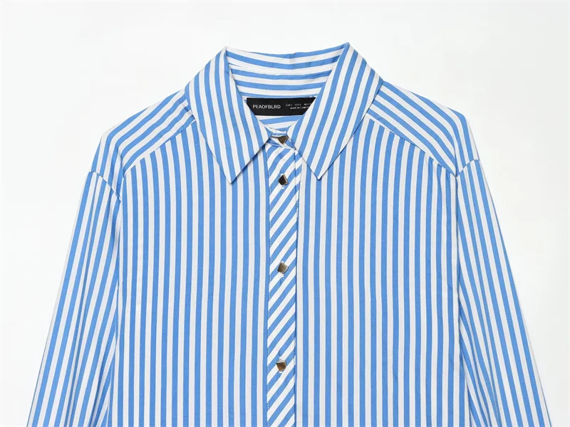 Women's Shirt 2026 Summer New Fashion Bow-tie Striped Shirt Jacket for Women Elegance Chic New Daily Ladies Shirt
