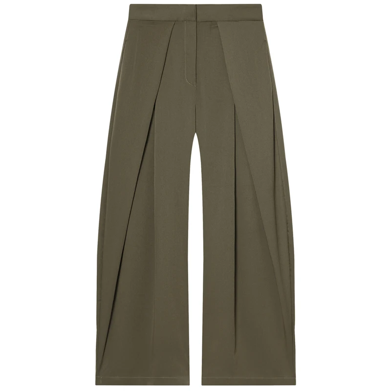 HXAO Striped Baggy Pants Women's Pants Autumn 2025 Elegant Pleated Wide Leg Oversized Trousers Ladies Fashion High Waist Pants