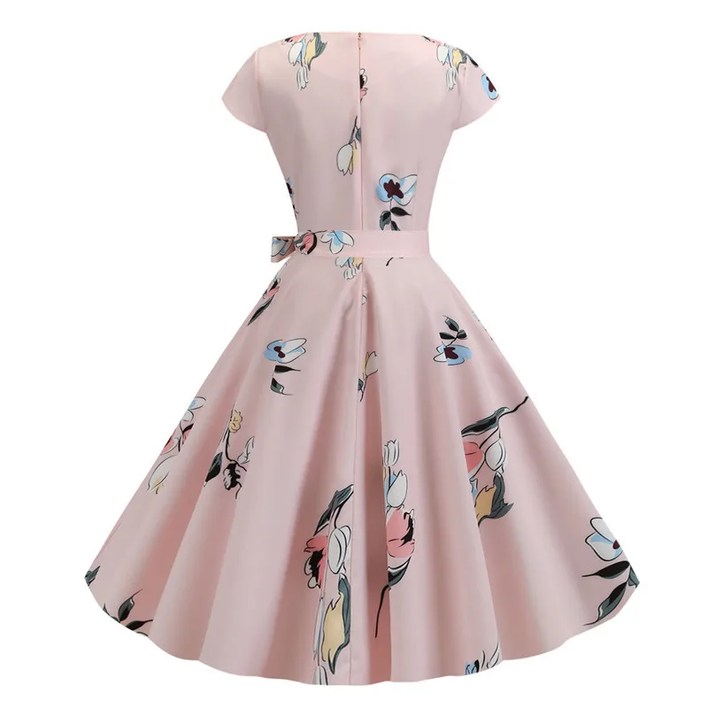 Women Summer Dresses Robe Vintage 1950s 60s Pin Up Big Swing Party Work Wear Rockabilly Dress White Polka Dot Vestidos