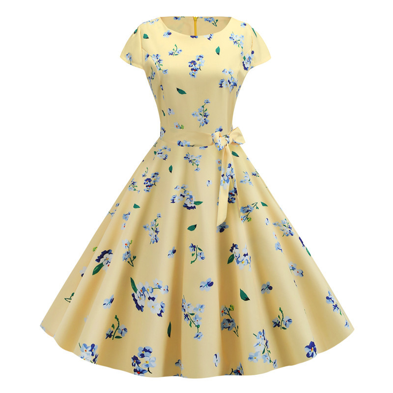 Women Summer Dresses Robe Vintage 1950s 60s Pin Up Big Swing Party Work Wear Rockabilly Dress White Polka Dot Vestidos