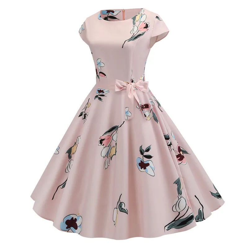 Women Summer Dresses Robe Vintage 1950s 60s Pin Up Big Swing Party Work Wear Rockabilly Dress White Polka Dot Vestidos