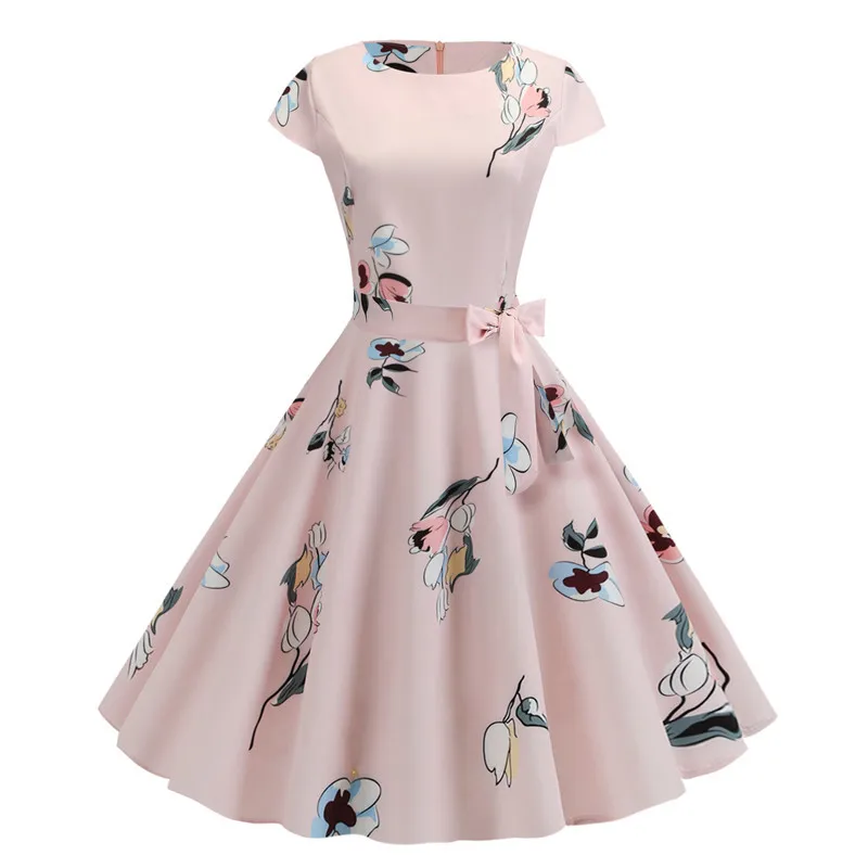 Women Summer Dresses Robe Vintage 1950s 60s Pin Up Big Swing Party Work Wear Rockabilly Dress White Polka Dot Vestidos
