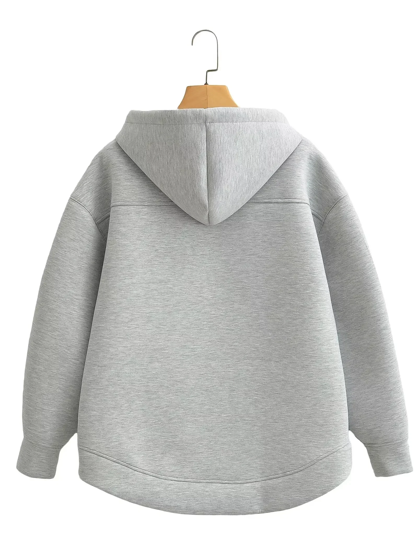 HH Autumn Women Casual Hooded Jacket Loose Oversize Zipper Hoodie Sweatshirts Solid Coat Office Lady Chic Outwear Tops