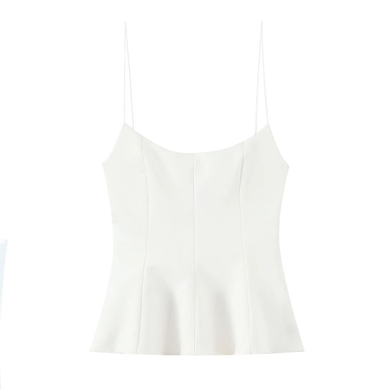 Willshela Women Fashion Solid Pleated Backless Side Zipper Tops Vintage Thin Straps Square Collar Female Chic Lady Camis