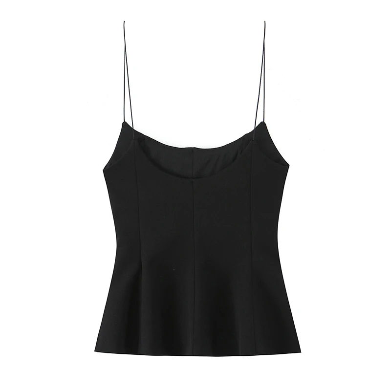 Willshela Women Fashion Solid Pleated Backless Side Zipper Tops Vintage Thin Straps Square Collar Female Chic Lady Camis