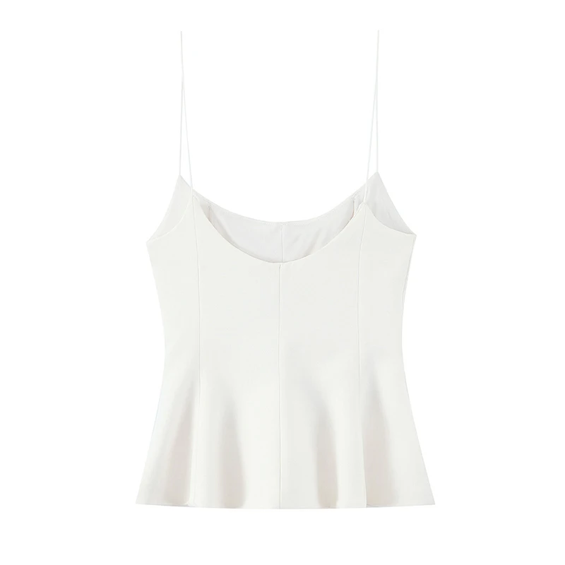 Willshela Women Fashion Solid Pleated Backless Side Zipper Tops Vintage Thin Straps Square Collar Female Chic Lady Camis