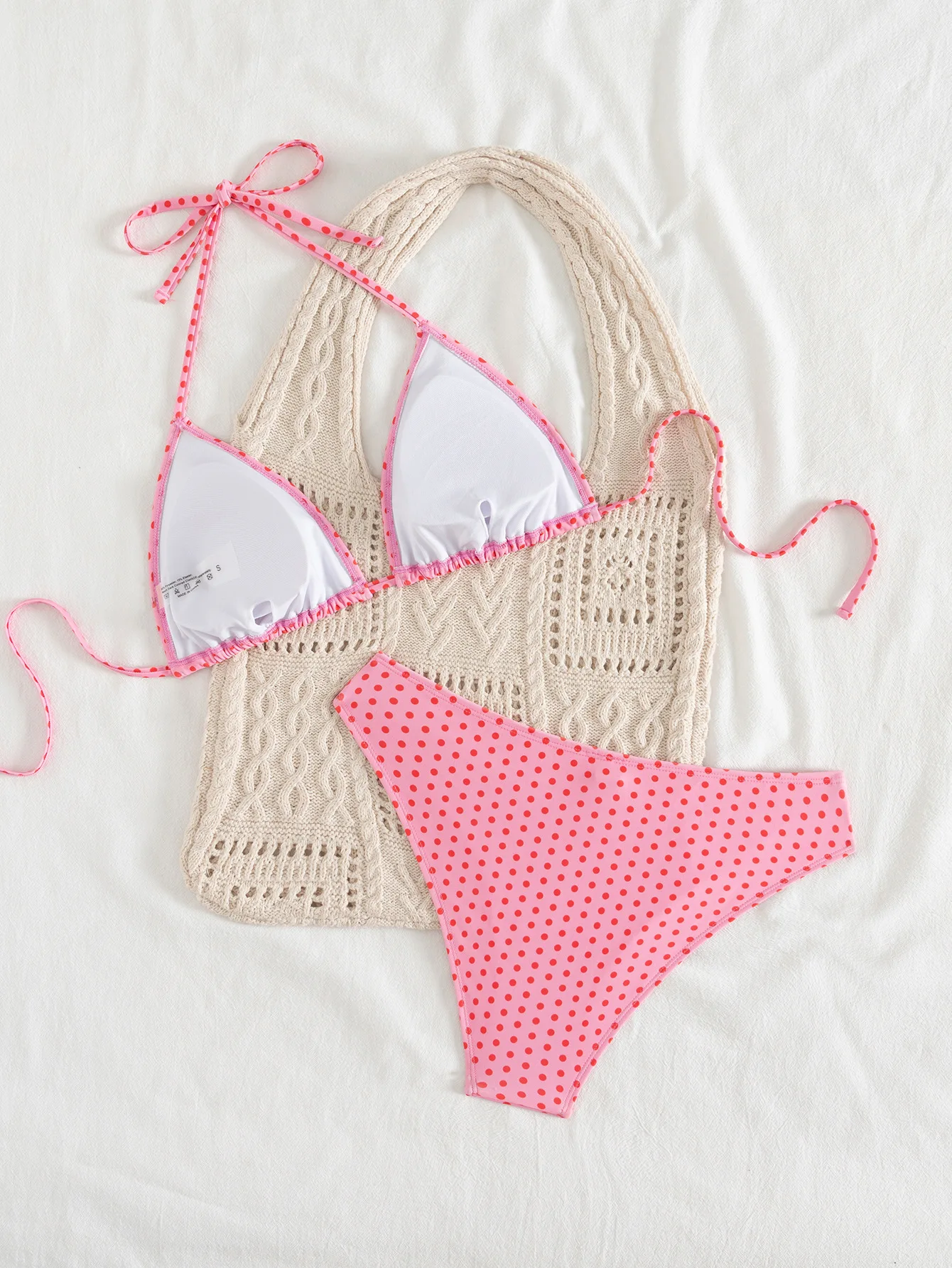 2026 Dot Print Bikini Set Retro High Waisted Swimsuit Women Adjustable String Tie Two Piece Bathing Suit for Beach