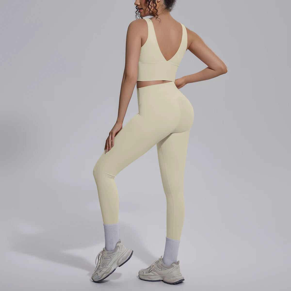 2PCS Yoga Set for Woman's Quick Drying Legging Outdoor Running Fitness Pants Summer Gym Backless Sports Bra with Chest Pad