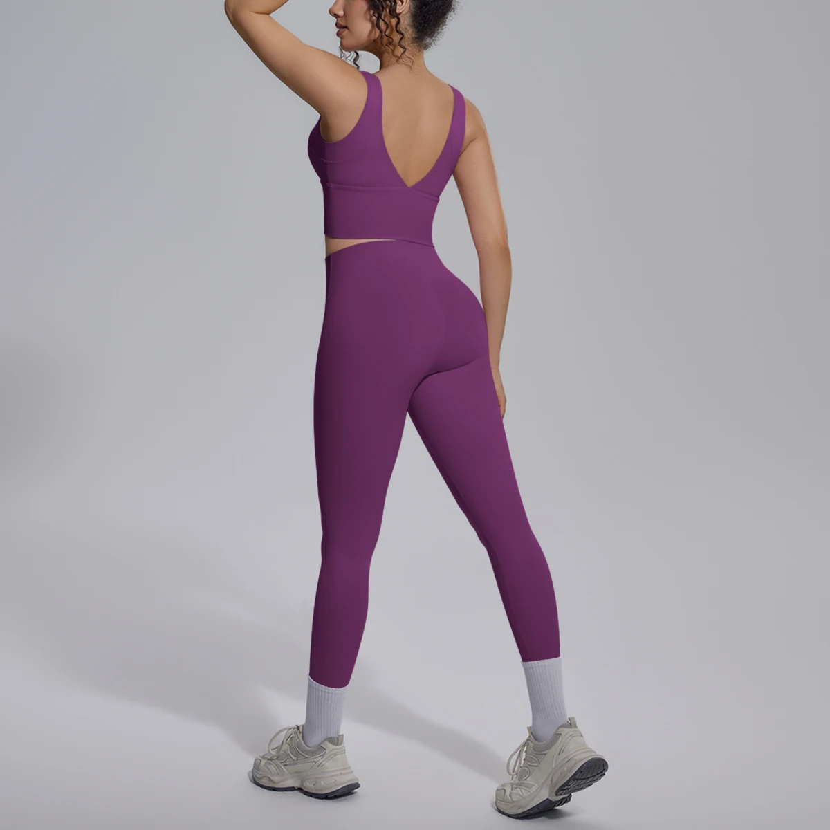 2PCS Yoga Set for Woman's Quick Drying Legging Outdoor Running Fitness Pants Summer Gym Backless Sports Bra with Chest Pad