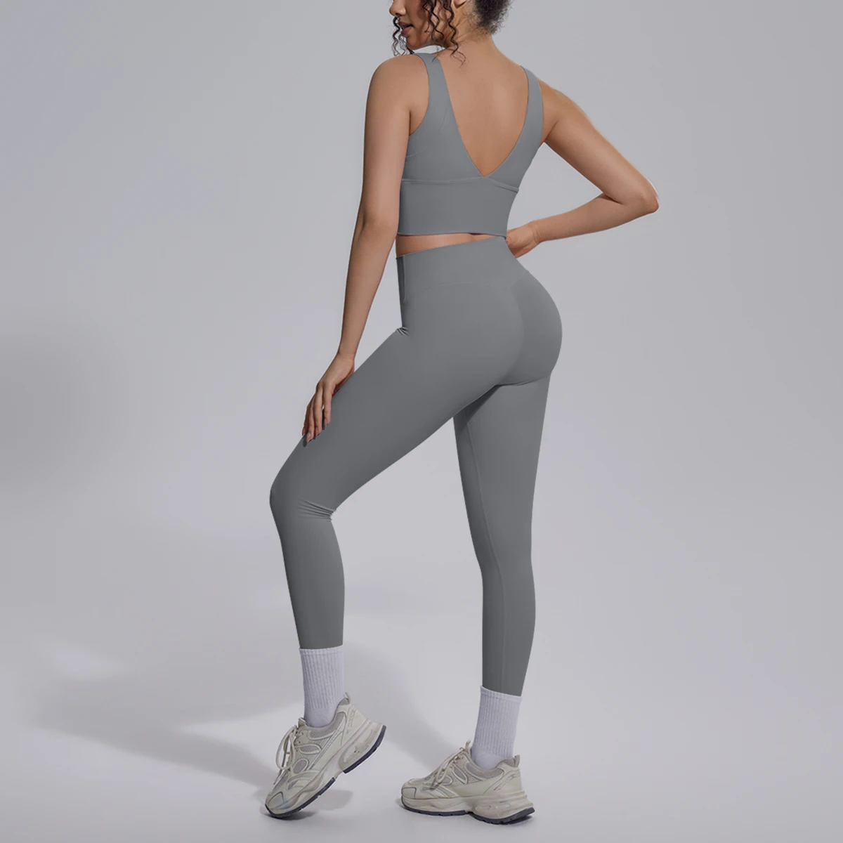 2PCS Yoga Set for Woman's Quick Drying Legging Outdoor Running Fitness Pants Summer Gym Backless Sports Bra with Chest Pad