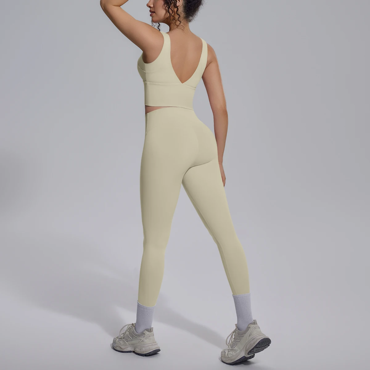 2PCS Yoga Set for Woman's Quick Drying Legging Outdoor Running Fitness Pants Summer Gym Backless Sports Bra with Chest Pad