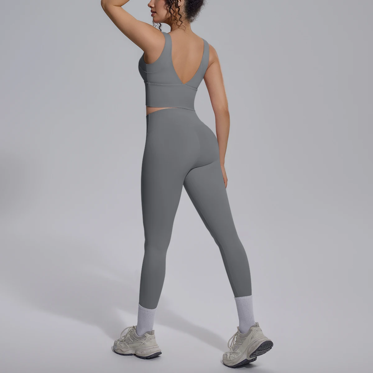 2PCS Yoga Set for Woman's Quick Drying Legging Outdoor Running Fitness Pants Summer Gym Backless Sports Bra with Chest Pad