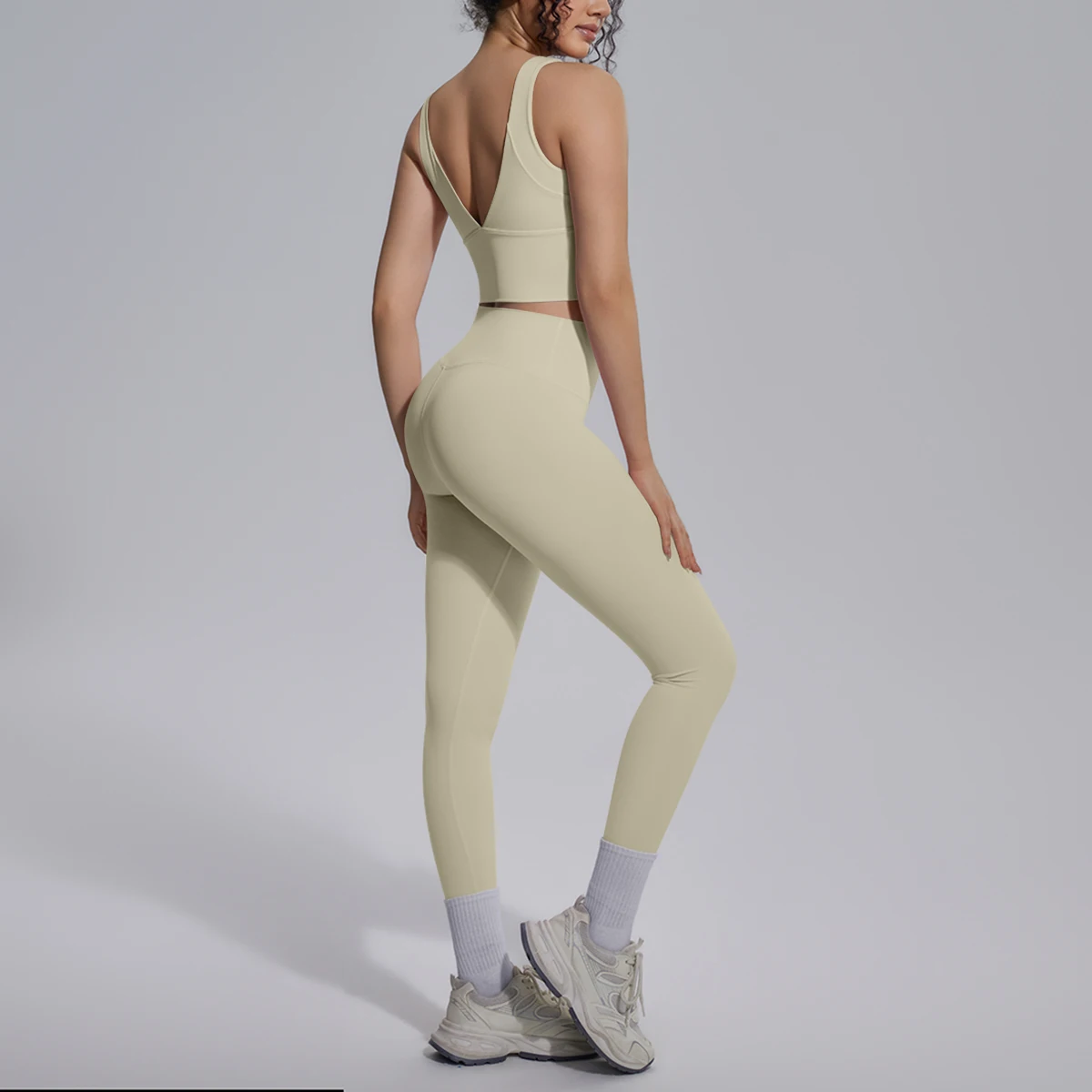 2PCS Yoga Set for Woman's Quick Drying Legging Outdoor Running Fitness Pants Summer Gym Backless Sports Bra with Chest Pad