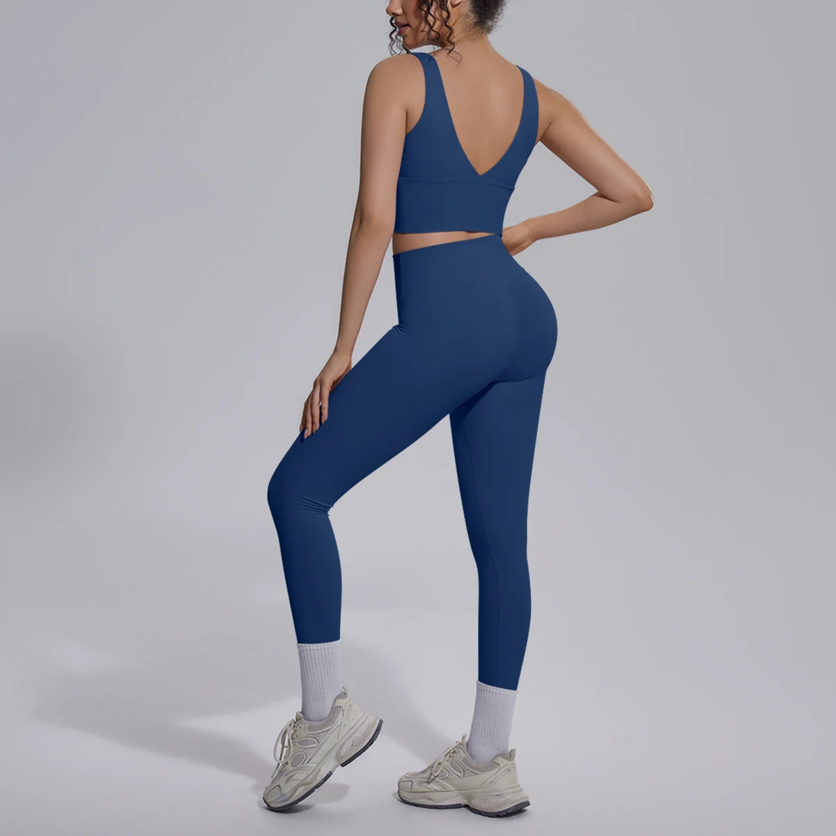 2PCS Yoga Set for Woman's Quick Drying Legging Outdoor Running Fitness Pants Summer Gym Backless Sports Bra with Chest Pad
