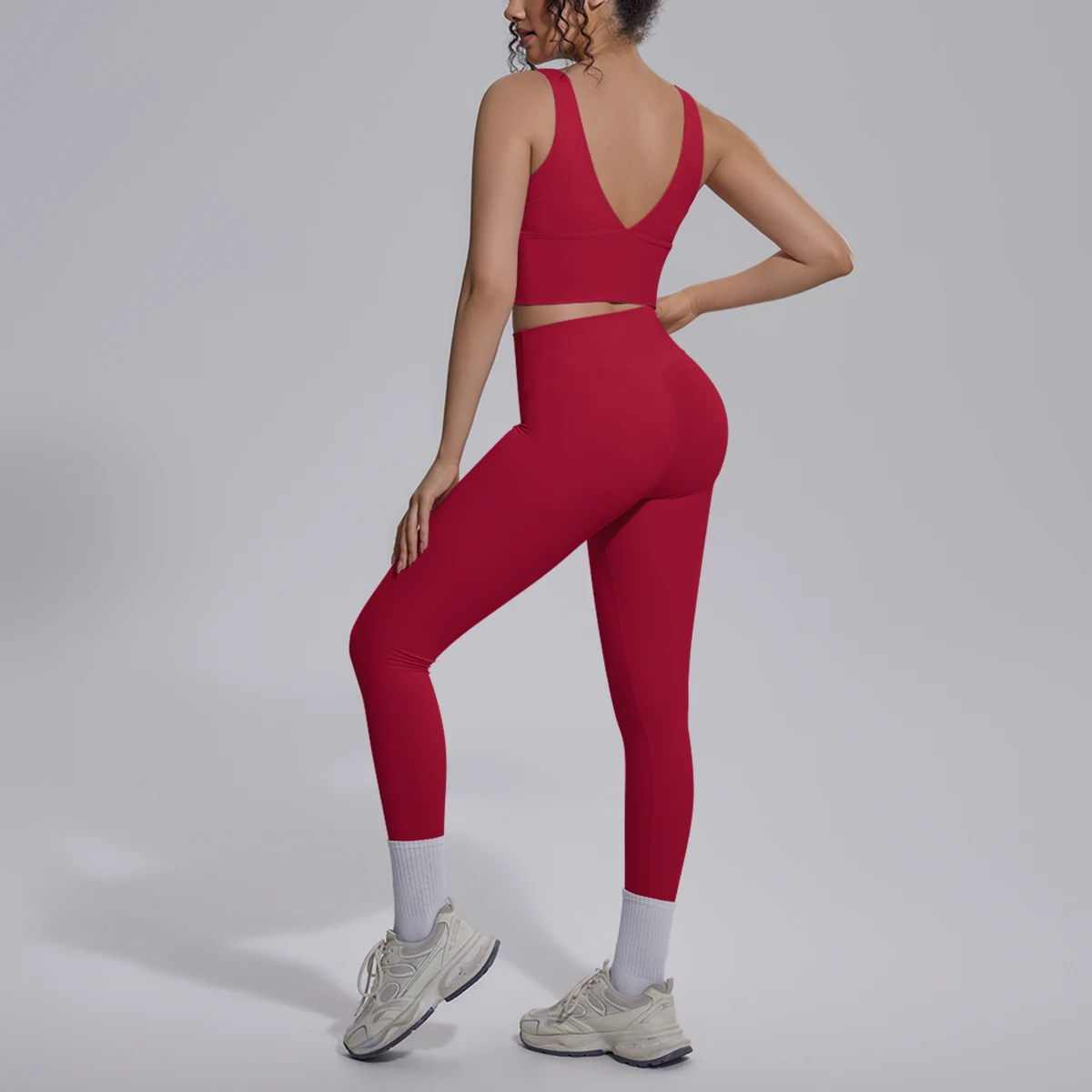 2PCS Yoga Set for Woman's Quick Drying Legging Outdoor Running Fitness Pants Summer Gym Backless Sports Bra with Chest Pad