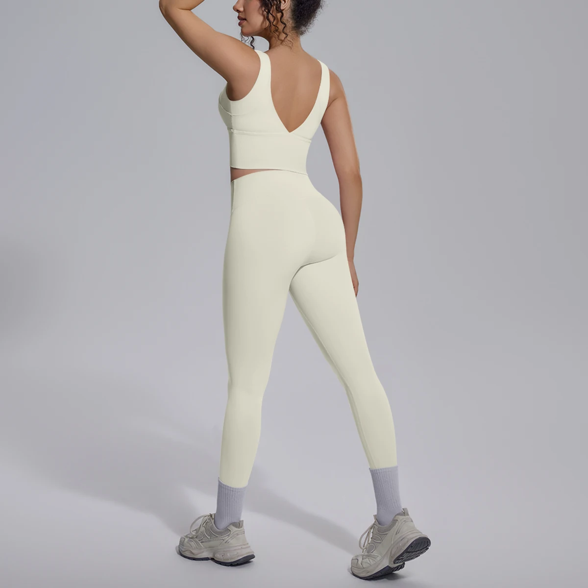 2PCS Yoga Set for Woman's Quick Drying Legging Outdoor Running Fitness Pants Summer Gym Backless Sports Bra with Chest Pad