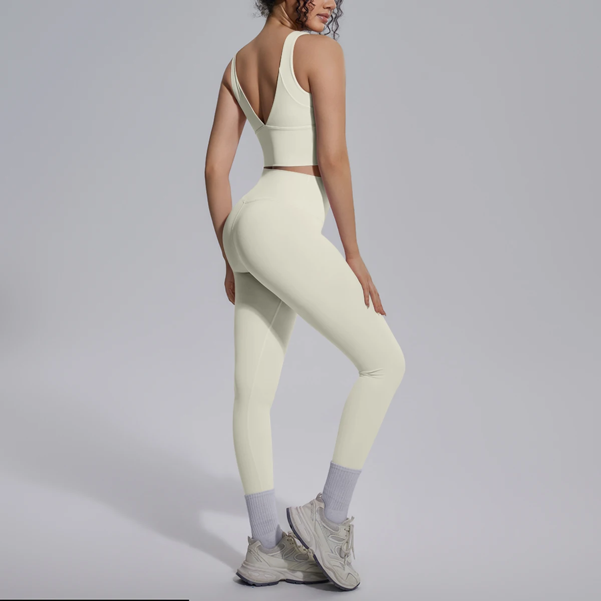 2PCS Yoga Set for Woman's Quick Drying Legging Outdoor Running Fitness Pants Summer Gym Backless Sports Bra with Chest Pad