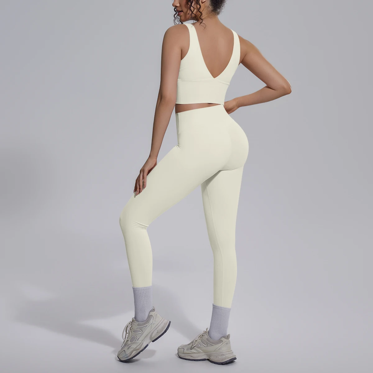 2PCS Yoga Set for Woman's Quick Drying Legging Outdoor Running Fitness Pants Summer Gym Backless Sports Bra with Chest Pad