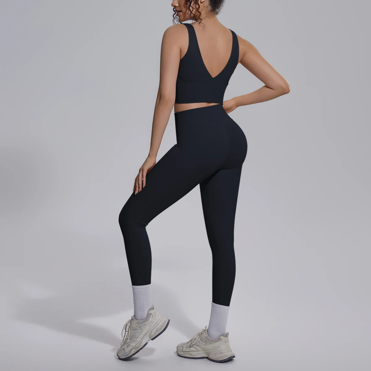 2PCS Yoga Set for Woman's Quick Drying Legging Outdoor Running Fitness Pants Summer Gym Backless Sports Bra with Chest Pad