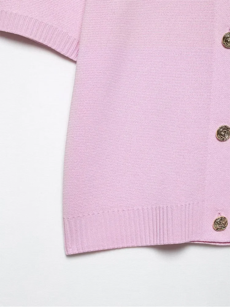 HXAO Cardigan Woman Knitwear Button Ladies Short Sleeve Knit Bolero Women's Tricot Top Summer Outerwear Crop Cardigan Top Female