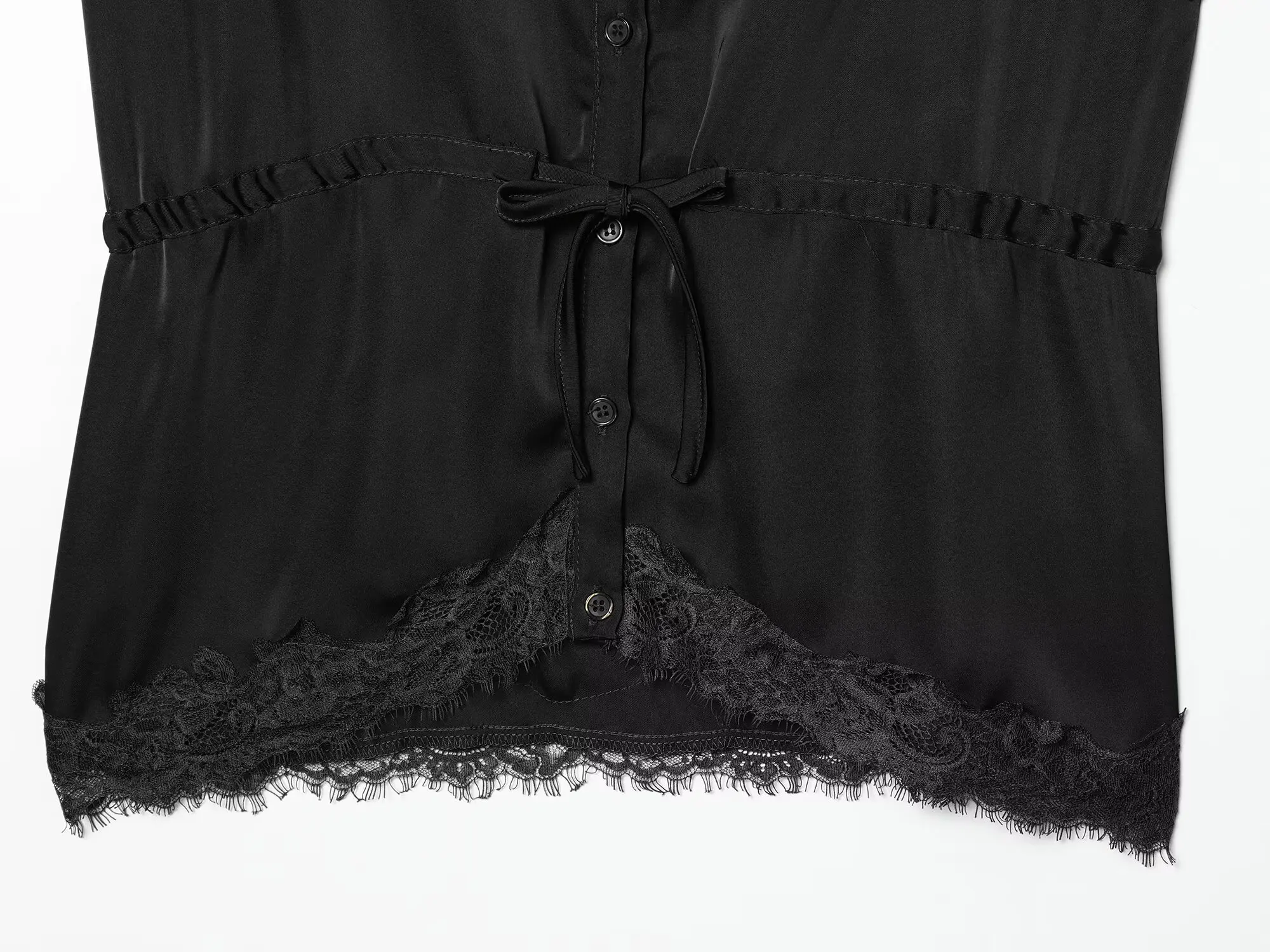 Lace-decorated satin-feel camisole crop top, flowing, sexy open back, 2026 summer new style, tie-waist, comfortable
