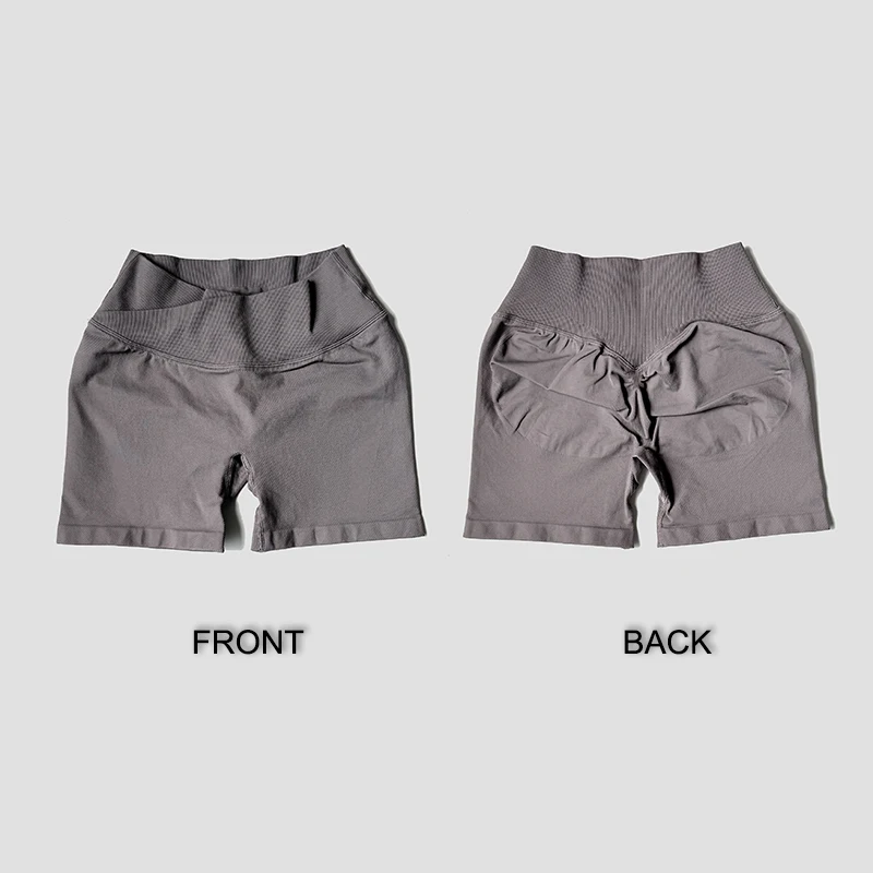 Summer High Waisted Training Workout Shorts Seamless Cross Waist Sexy Running Fitness Short Pants Solid Color Gym Leggings