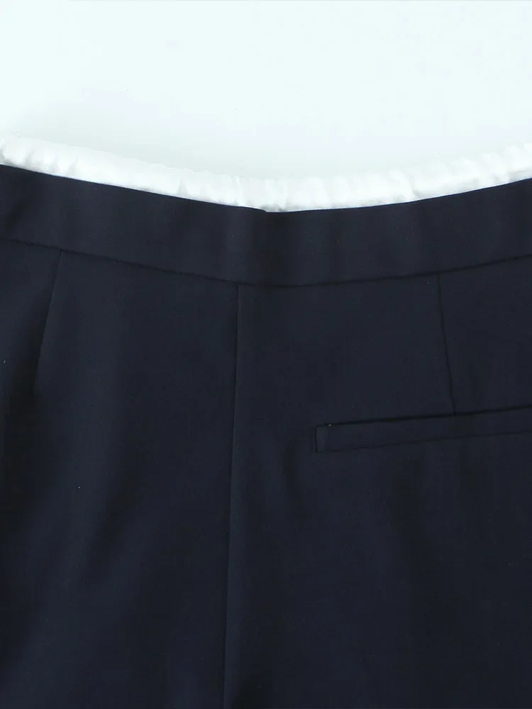 Willshela Women Fashion Solid Lace Up Side Zipper Straight Pants Vintage High Elastic Waist Female Chic Lady Trousers