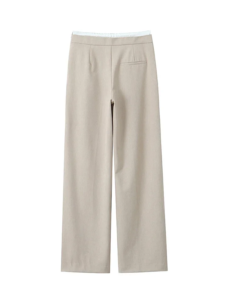 Willshela Women Fashion Solid Lace Up Side Zipper Straight Pants Vintage High Elastic Waist Female Chic Lady Trousers