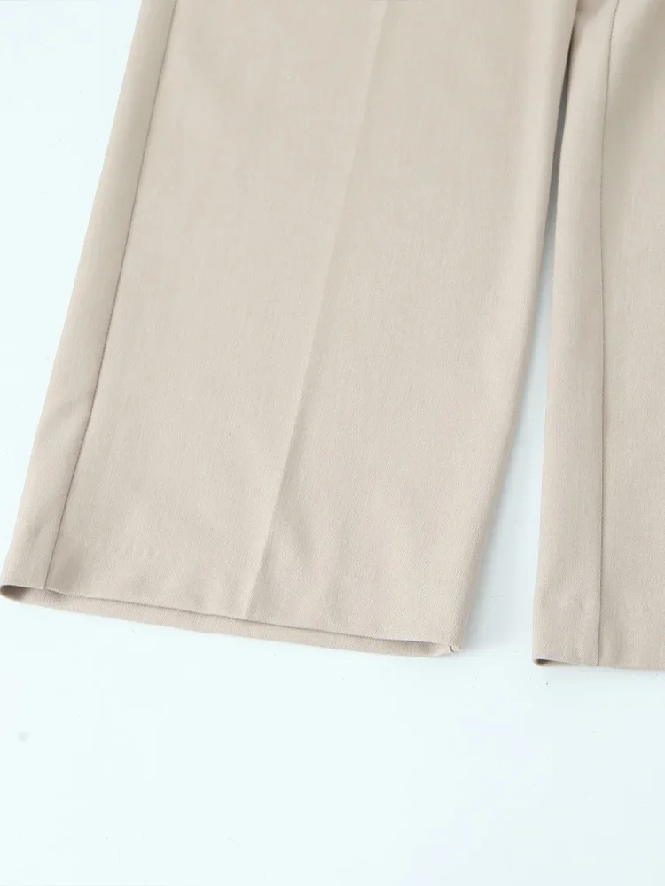 Willshela Women Fashion Solid Lace Up Side Zipper Straight Pants Vintage High Elastic Waist Female Chic Lady Trousers