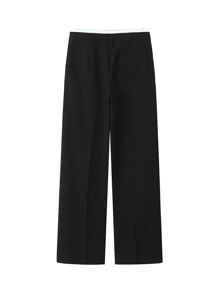 Willshela Women Fashion Solid Lace Up Side Zipper Straight Pants Vintage High Elastic Waist Female Chic Lady Trousers