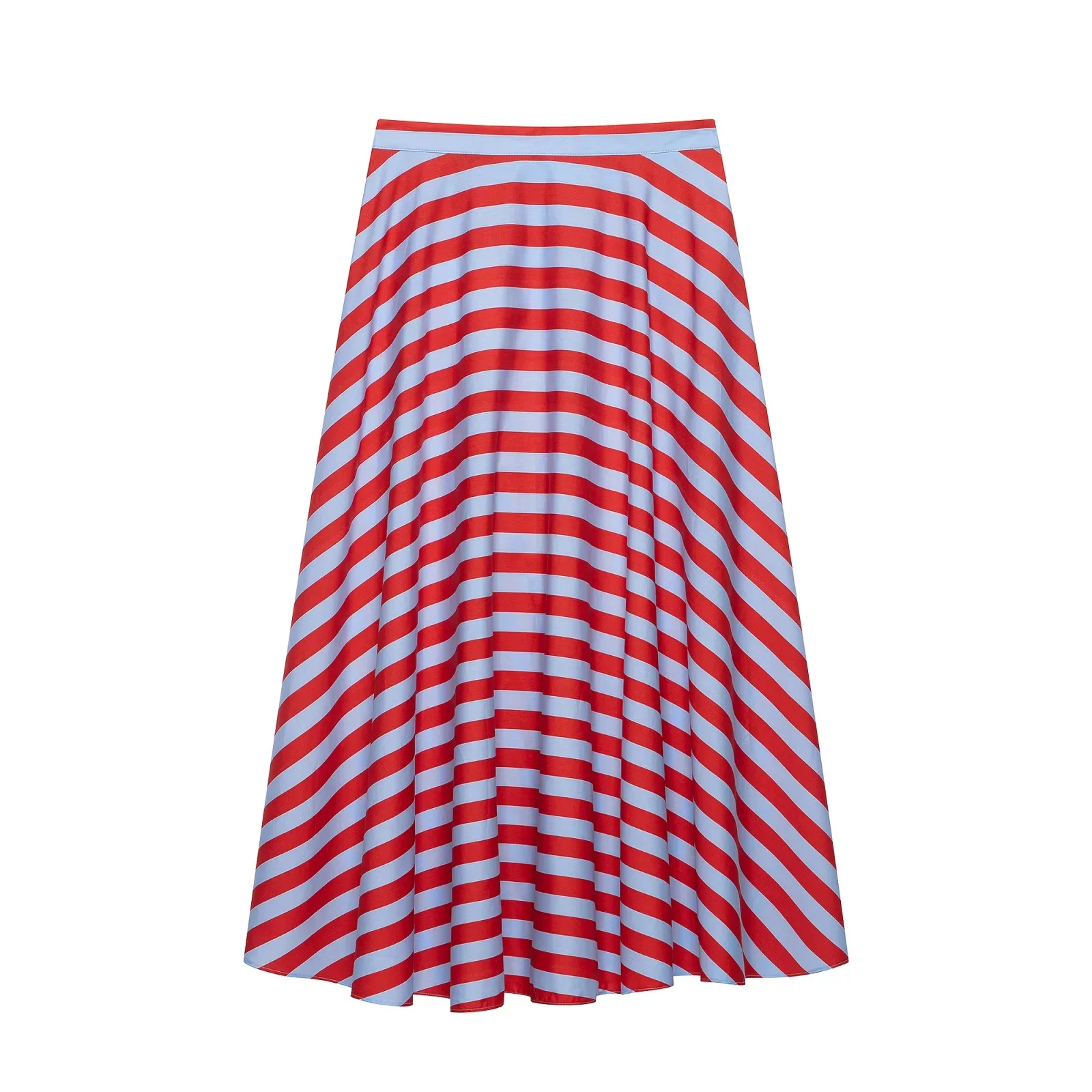KONDALA Holiday Casual Chic Women Long Skirt Striped Zipper A-Line Draped Skirt Fashion 2026 Summer Fall Night Out Party Skirt
