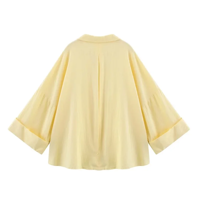 MUJER Striped Women's Shirt White Loose Casual Shirts for Women Summer Button up Shirts and Blouses Woman Wide Sleeve Ladies Top