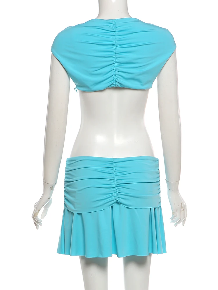 Weird Puss Hollow Design Mini Dress Woman Sexy Trend V-Neck Buckles Patchwork Waistless Hot Girls Elegant Chic Street Bodycon