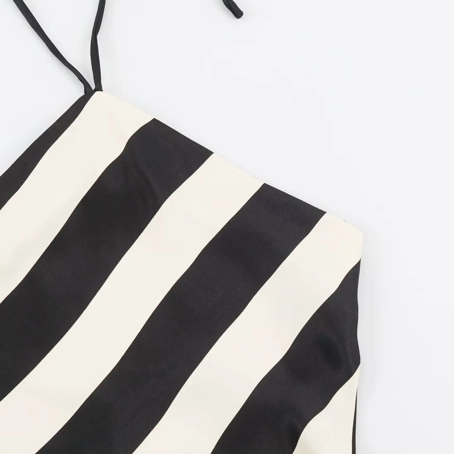 BSAY 2026 Summer Women Diagonal Striped Halter Neck Midi Dress Satin Texture Tie Back Sleeveless Elegant Flowy Long Slip Dress