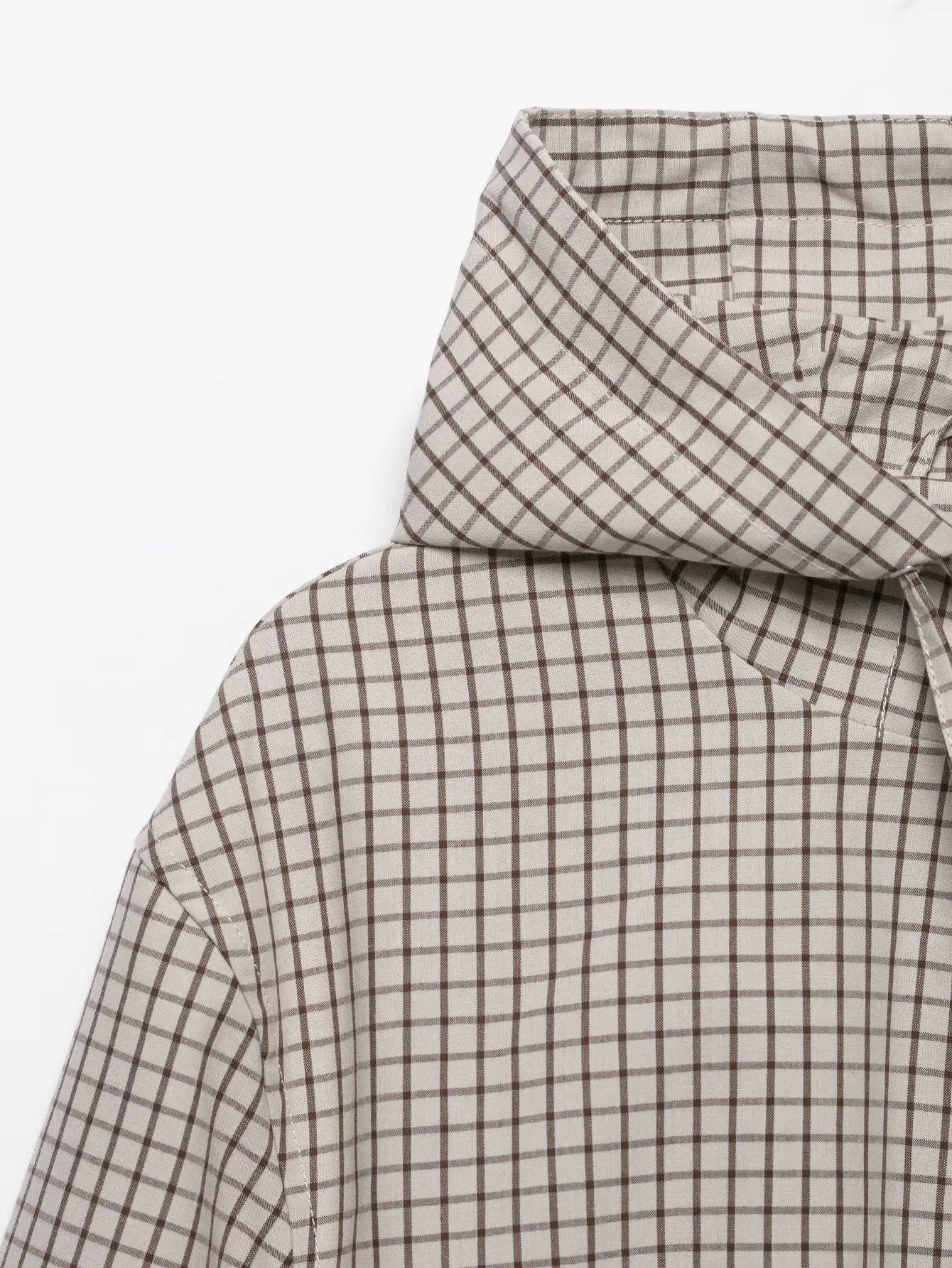 TFMLN Autumn Women Plaid Hooded Cropped Jacket 2026 New Zipper Drawstring Hem Long Sleeve Loose Casual Outerwear Lady Outfit