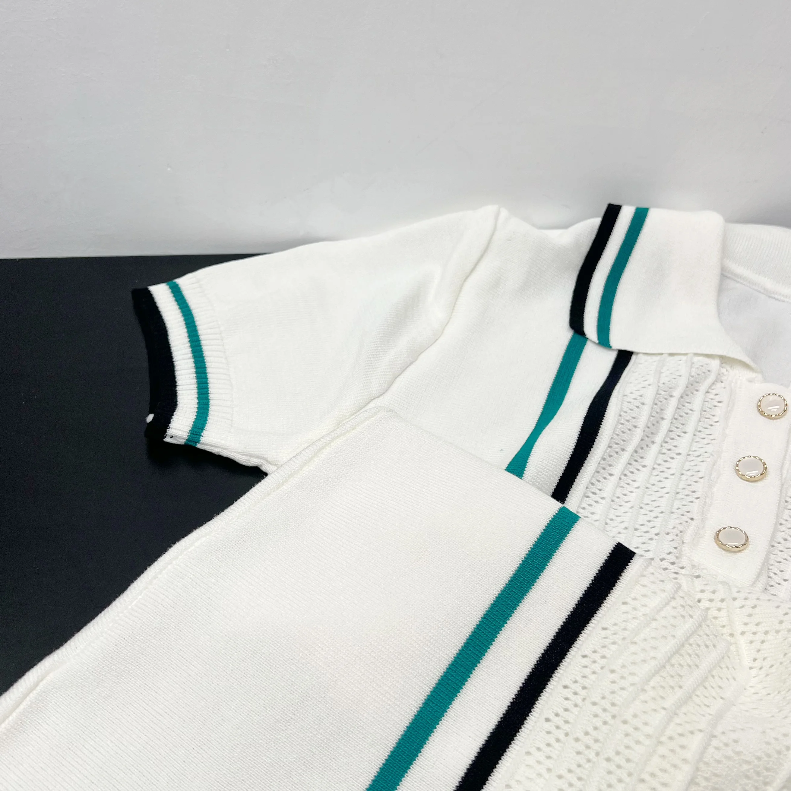 YuooMuoo Chic Fashion Sexy Package Hips Knitted Mini Dress 2026 Summer Vintage Turn-down Collar Ruffled Party Dress Streetrwear
