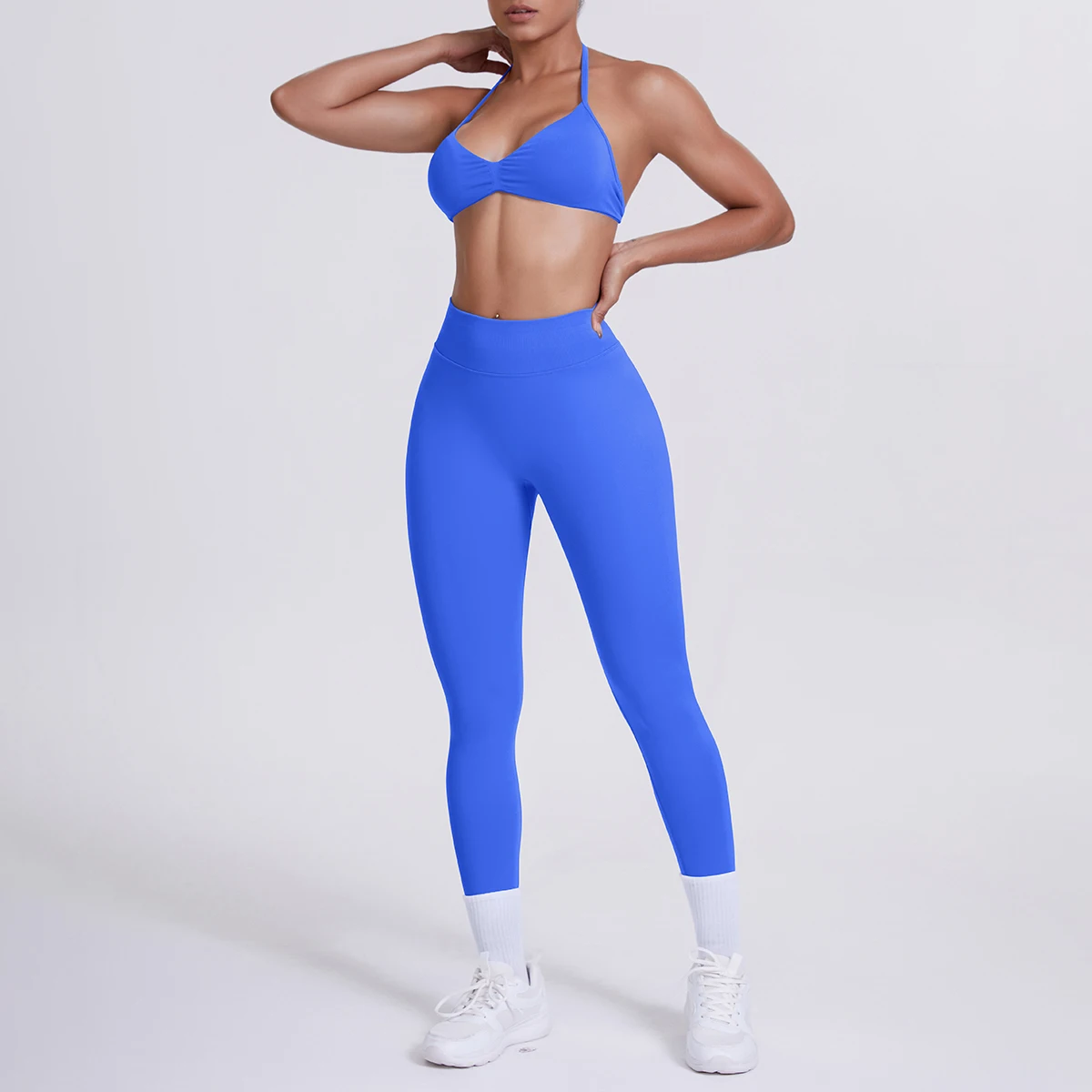 Women 2pcs Patchwork Sport Yoga Suit Training Sleeveless Sport Gym Tops Tummy Control Slimming Booty Leggings Yoga Suit Sports