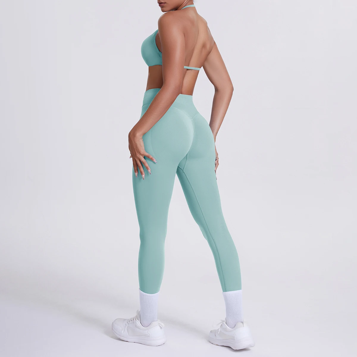 Women 2pcs Patchwork Sport Yoga Suit Training Sleeveless Sport Gym Tops Tummy Control Slimming Booty Leggings Yoga Suit Sports