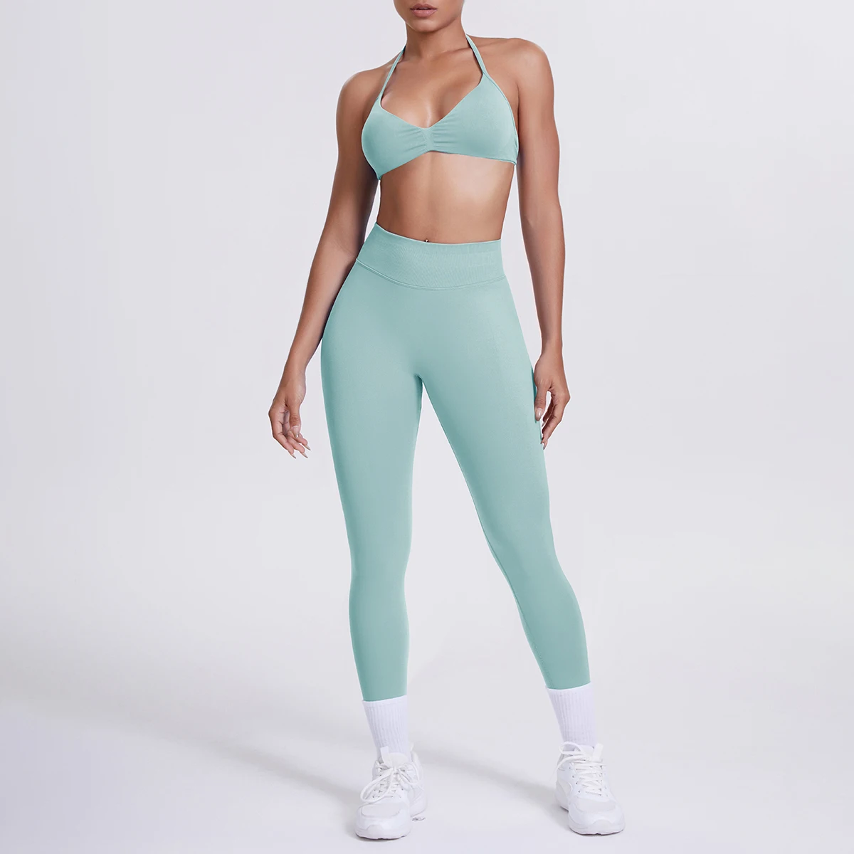 Women 2pcs Patchwork Sport Yoga Suit Training Sleeveless Sport Gym Tops Tummy Control Slimming Booty Leggings Yoga Suit Sports