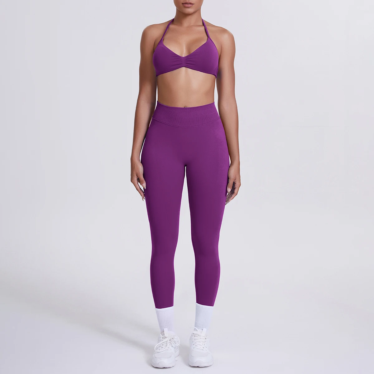 Women 2pcs Patchwork Sport Yoga Suit Training Sleeveless Sport Gym Tops Tummy Control Slimming Booty Leggings Yoga Suit Sports